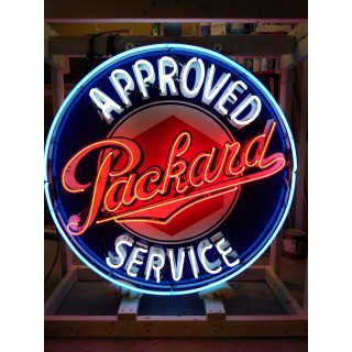 New Packard Double-Sided Porcelain Sign w/Aged Steel Can & Neon 48 IN Diameter